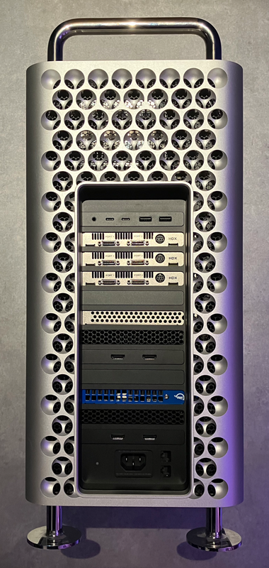 Photo back side of Mac Pro 7.1 (2019) with 3 Pro Tools HDX cards